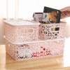 Immagine di Hollow Floral Pattern Large PP Storage Box Containers With Handle For Cosmetic Sundries