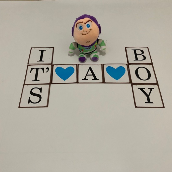 Bild von Blau - Aluminiumfolie & Latex Banner Ballon Nachricht "Baby Boy" Gender Reveal Themes Party Dekorationen, 1 Set