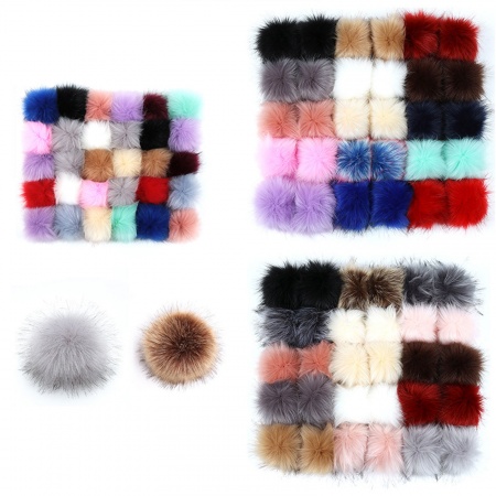 Artificial Fiber Verdeckter Knopf Pom Pom Balls With Snap Button Light Pink Ball Faux Fox Fur 8cm Dia., 6 PCs