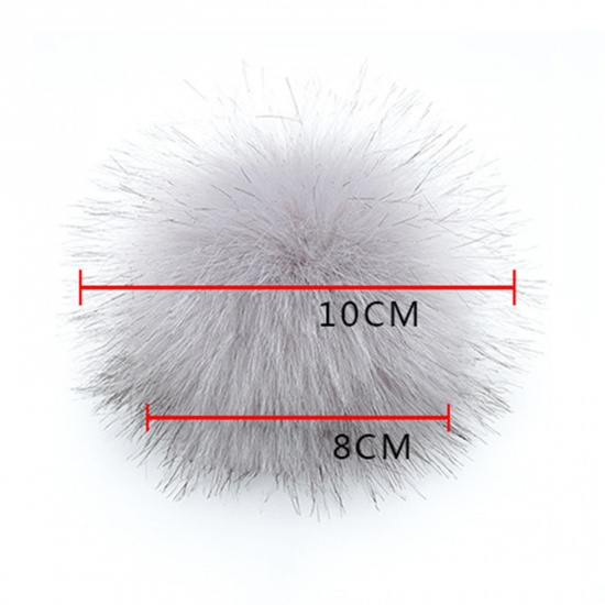 Picture of Artificial Fiber Verdeckter Knopf Pom Pom Balls With Snap Button Light Pink Ball Faux Fox Fur 8cm Dia., 6 PCs