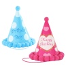 Изображение Pink - Pom Pom Ball Paper Cap Hat Birthday Props Party Decorations 19x12.5cm, 1 Piece