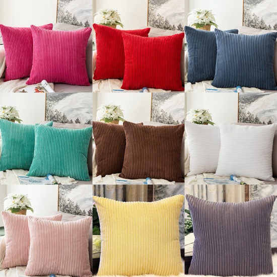 Picture of Solid Color Corduroy Square Pillowcase Home Textile
