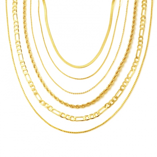 Picture of Brass Necklace Link Chain 18K Real Gold Plated 1 Piece                                                                                                                                                                                                        