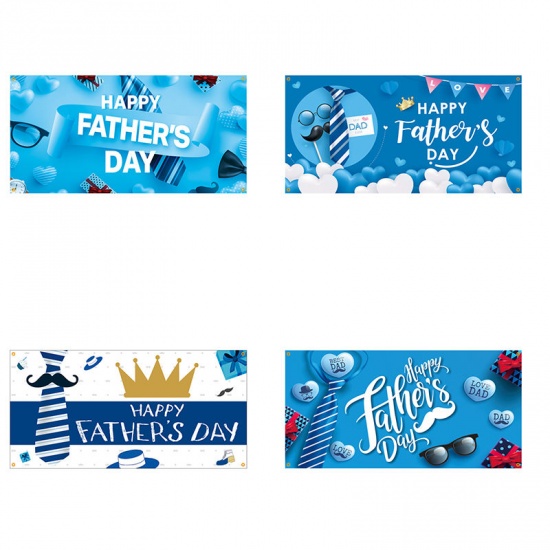 Immagine di Blue - 4# Happy Father's Day Background Cloth Banner Party Decorations 90x180cm, 1 Piece