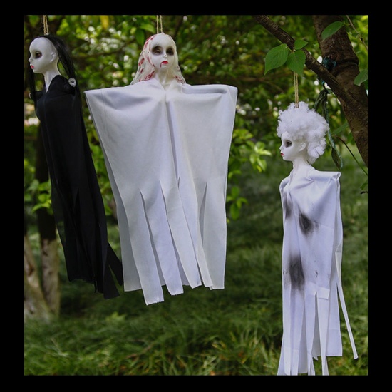 Immagine di Black - 9# Ghost Doll Halloween Hanging Decorations Party Props 85x60cm, 1 Piece