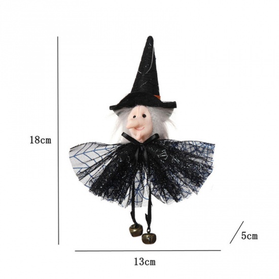 Picture of Black - 4# Cat Doll Halloween Hanging Decorations Party Props 18x13x5cm, 1 Piece