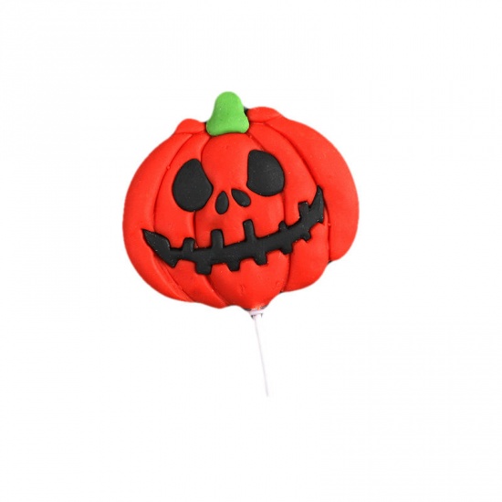 Picture of Orange-red - 11# Halloween Polymer Clay Cake Picks Decorations Party Props 9x6.6cm, 1 Piece