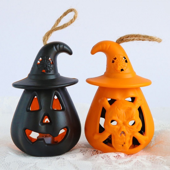 Immagine di Black - Pumpkin LED Light Resin Portable Halloween Ornaments Decorations Party Props 12x8cm, 1 Piece