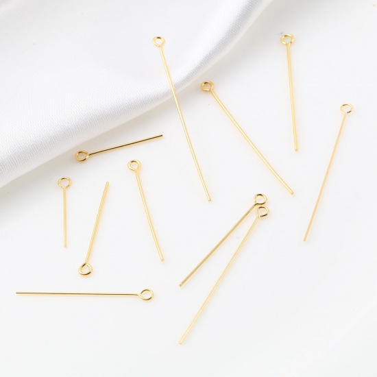 Picture of Brass Eye Pins 18K Real Gold Plated 50 PCs                                                                                                                                                                                                                    