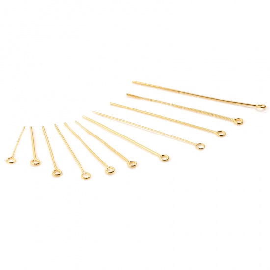 Picture of Brass Eye Pins 18K Real Gold Plated 50 PCs                                                                                                                                                                                                                    