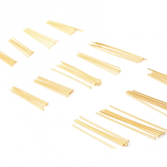 Picture of Brass Head Pins 18K Real Gold Plated 50 PCs                                                                                                                                                                                                                   