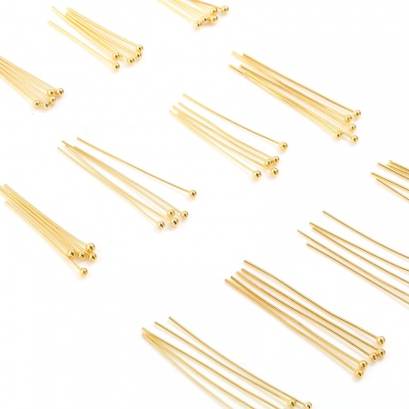 Brass Ball Head Pins 18K Real Gold Plated 50 PCs