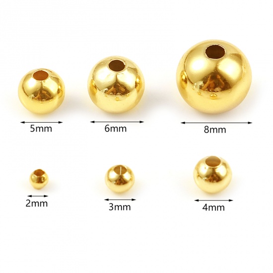 Picture of Brass Beads 18K Real Gold Plated Round 500 PCs                                                                                                                                                                                                                