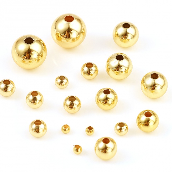 Picture of Copper Beads 18K Real Gold Plated Round 500 PCs
