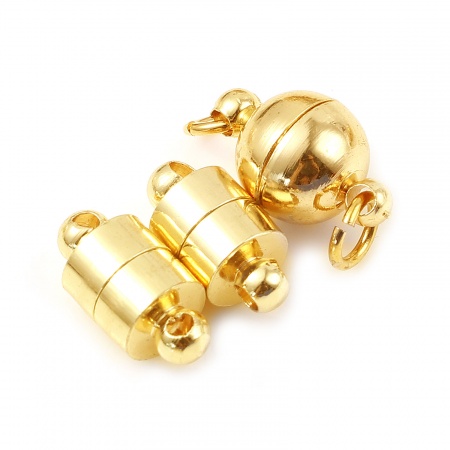 Fermoir Magnétique en Laiton+Aimant Plaqué Or Véritable 18K Magnétique 5 Pcs