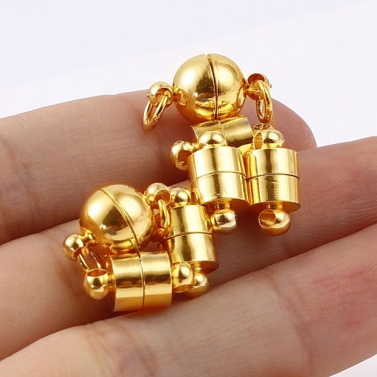 Picture of Brass & Magnetic Hematite Magnetic Clasps 18K Real Gold Plated Magnetic 5 PCs                                                                                                                                                                                 