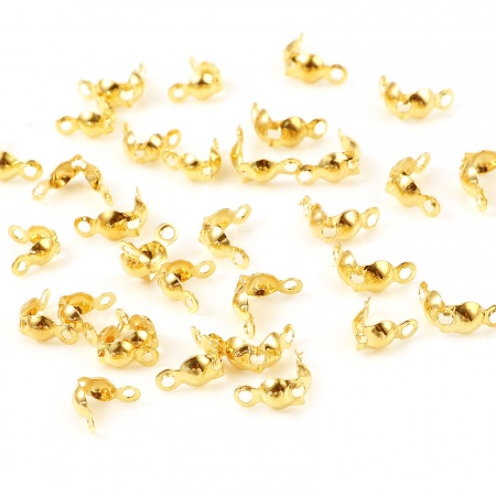Messing Quetschkalotten 18K Echtgold plattiert Rund 20 Stück