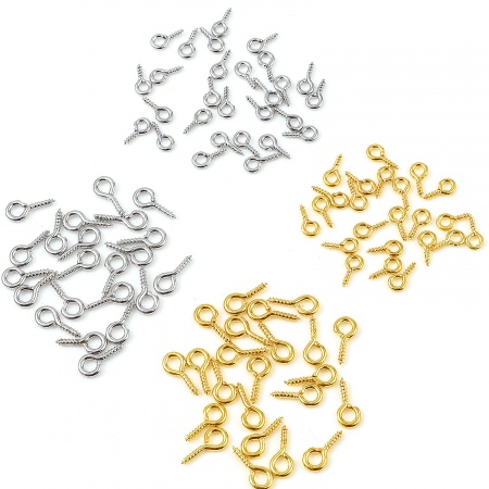 Brass Screw Eyes Bails Top Drilled Findings Multicolor 10 PCs