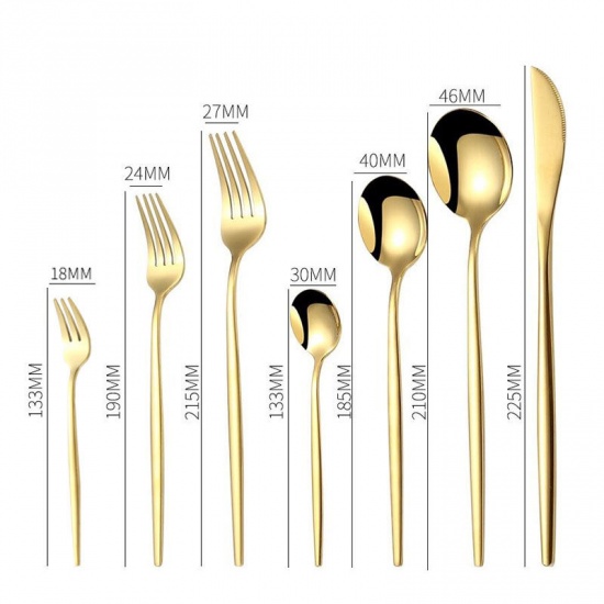 Picture of Champagne Gold - 410 Stainless Steel Fruit Fork Flatware Cutlery Tableware 13.5x1.8cm, 1 Piece
