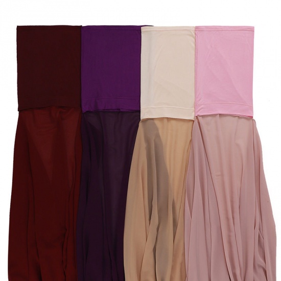 Изображение Pink - 9# Chiffon Women's Turban Hat Hijab Scarf Solid Color 70x175cm, 1 Set