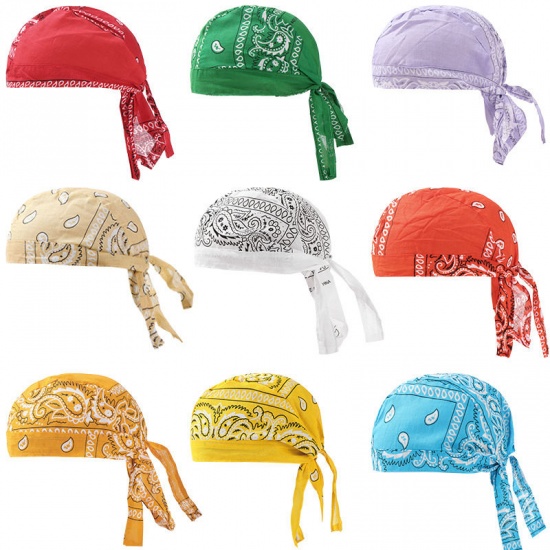 Immagine di Yellow - 25# Unisex Paisley Printed Outdoor Cycling Hat Tie Back M（56-58cm）, 1 Piece