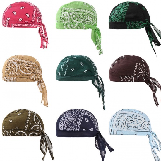 Immagine di Yellow - 25# Unisex Paisley Printed Outdoor Cycling Hat Tie Back M（56-58cm）, 1 Piece