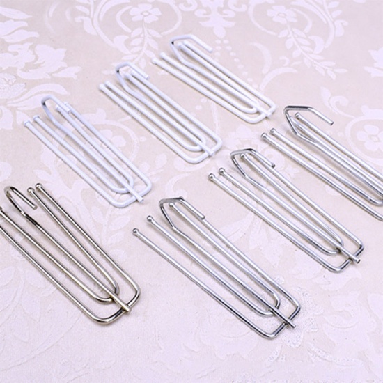 Immagine di Silver Tone - 8# Iron Based Alloy Durable 4-Prong Hooks Hanging Hooks Curtain Accessories 7x2.5cm, 50 PCs