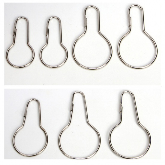 Изображение Silver Tone - 5# Iron Based Alloy Curtain Open Gourd Rings Carabiner Keychain Clip Hook Accessories 47x24x2mm, 12 PCs