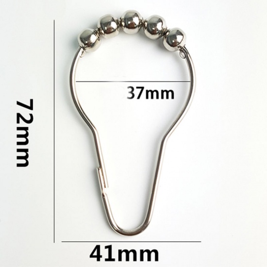 Picture of Iron Based Alloy Curtain Open Gourd Rings Beaded Clip Hook Accessories