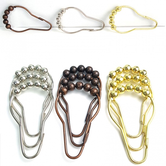 Immagine di Iron Based Alloy Curtain Open Gourd Rings Beaded Clip Hook Accessories