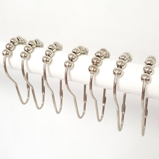 Immagine di Iron Based Alloy Curtain Open Gourd Rings Beaded Clip Hook Accessories