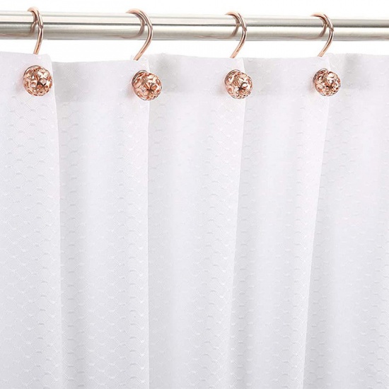 Picture of Gold Plated - Iron Based Alloy Rust Resistant Sparkledust Curtain Hook Accessories For Bathroom Shower Rods Curtains 62x35mm, 1 Set（12 PCs/Set）
