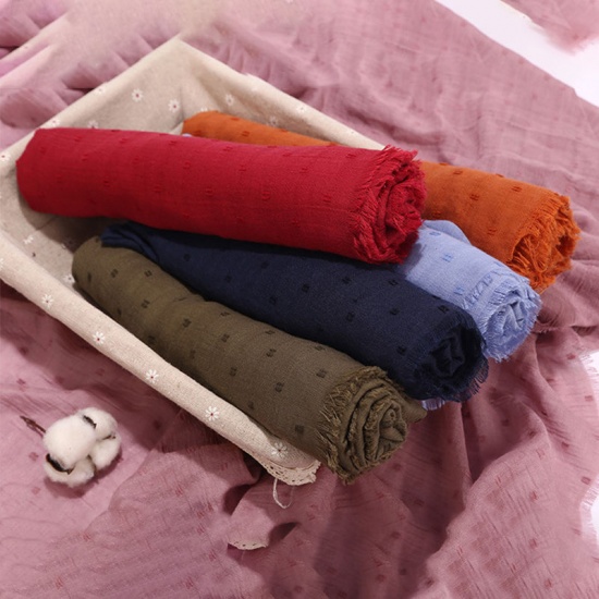 Immagine di Light Pink - 22# Dot Tassel Women's Hijab Scarf Wrap Solid Color 90x180cm, 1 Piece