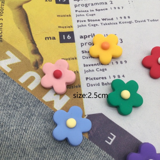 Picture of Plastic Pin Brooches Flower Pale Yellow Frosted 2.5cm, 1 Piece