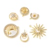 Picture of Shell & Copper Galaxy Charms 18K Real Gold Plated White Clear Rhinestone 1 Piece