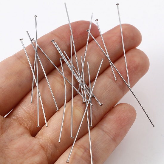 Picture of Stainless Steel Head Pins Silver Tone 500 PCs
