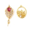 Imagen de Latón Micro Pave Colgante de Perlas Conector Bail Pin Cap 18K Oro Real Chapado Transparente Rhinestone 1 Unidad