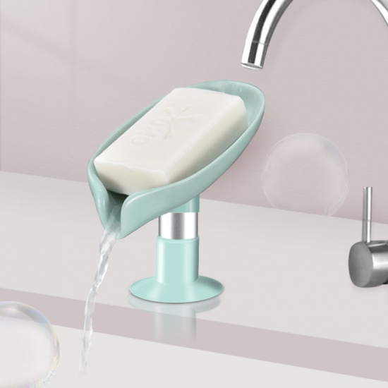 Immagine di Creative PP Leaf Shape Draining Bars Soap Holder With Suction Cup Bathroom Supplies