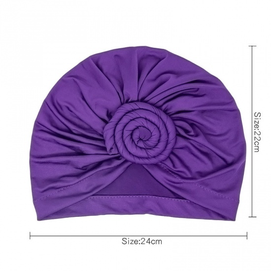 Bild von Smaragdgrün - 12# Polyester Elasthan Spirale gebundener Knoten Damen Turban Hut einfarbig M（56-58cm）, 1 Stück