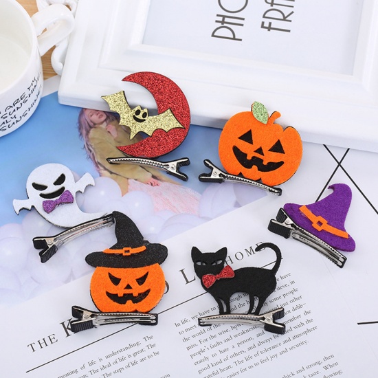 Picture of Iron Based Alloy & Fabric Halloween Hair Clips Multicolor 1 Piece