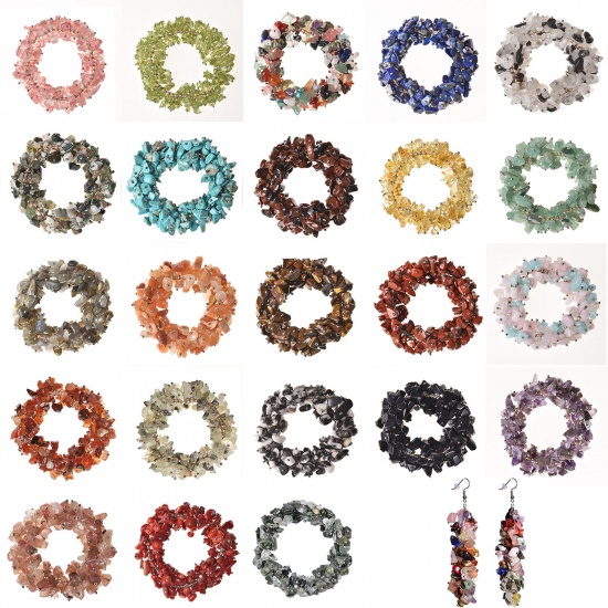Image de Perles en Pierre ( Naturel ) Irrégulier Multicolore 5mm-8mm, Trou: env. 1mm, 1 Boîte