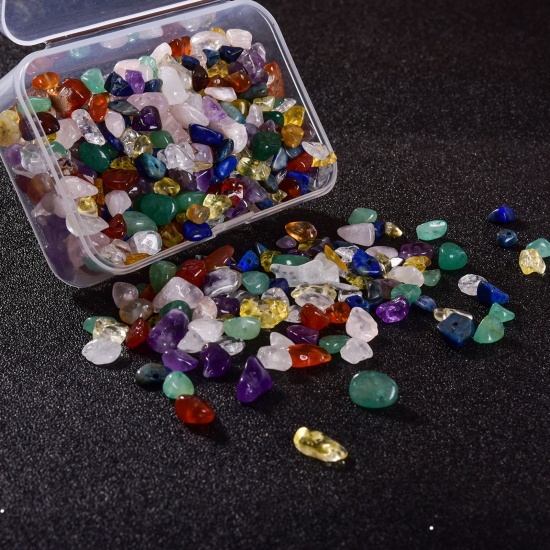 Bild von Stein ( Natur ) Perlen Unregelmäßig Bunt 5mm-8mm, Loch:ca. 1mm, 1 Box