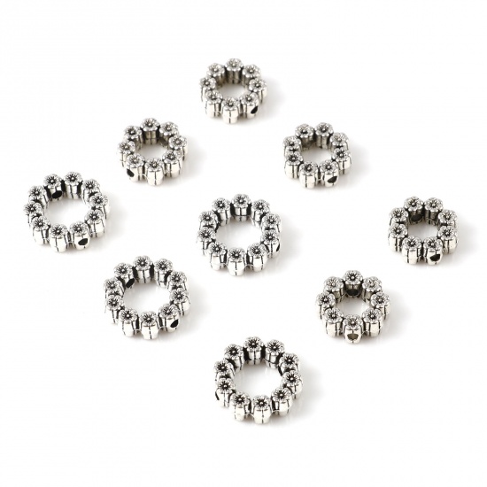 Picture of Zinc Based Alloy Spacer Beads Flower Antique Silver Color 50 PCs