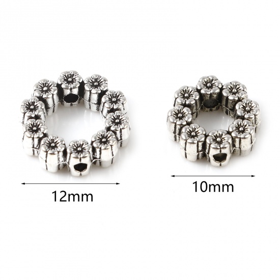 Picture of Zinc Based Alloy Spacer Beads Flower Antique Silver Color 50 PCs