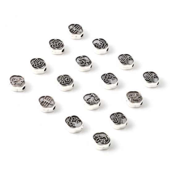 Picture of Zinc Based Alloy Spacer Beads Rhombus Antique Silver Color Animal 50 PCs