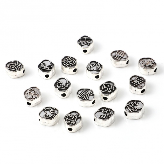 Picture of Zinc Based Alloy Spacer Beads Rhombus Antique Silver Color Animal 50 PCs