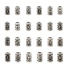 亜鉛合金 スペーサー ヘアブレイディング ドレッドヘアビーズ 円筒形 銀古美 バイキングルーン彫刻 約 13mm x 8mm、 穴：約 4.7mm、 30 個 の画像