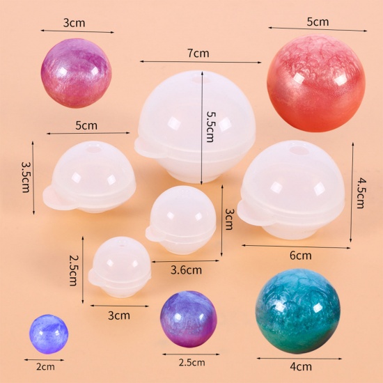 Picture of Silicone Resin Mold For Jewelry Making Ball White 1 Piece