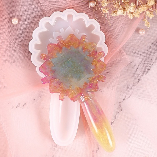 Immagine di Silicone Muffa della Resina per Gioielli Rendendo Bacchetta Magica Ali Bianco 13.5cm x 12.4cm, 1 Pz