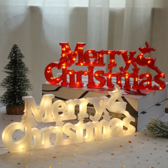 Изображение Yellow - 28x11x2cm Merry Christmas Warm White LED Strip Lights Battery Powered For Room Home Garden Decoration, 1 Piece